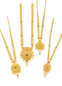 Collar Largo de Oro Sólido de 22k, Joyería Tradicional India Rani Haar para Novia, Conjunto de Collar con Colgante para Boda - Product Image 3