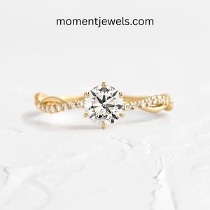 Anillo de Compromiso de Plata de Ley 925 con Circonita, Chapado en Oro, Anillo de Boda Trenzado para Mujer - Product Image 1