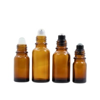 Flacon à bille en verre ambré en gros, 5 ml, 10 ml, 15 ml, 30 ml, 50 ml, 100 ml, rechargeable, pour huiles essentielles et sérums