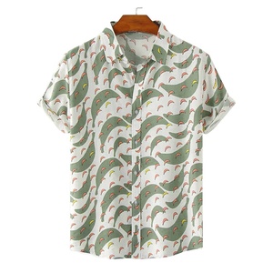 OEM Wholesale Men's 100% Cotton Shirts Custom Logo Solid Breathable Eco-Friendly Summer Beach Wear Button Turtleneck <b>Yarn</b> Dyed - Product Image 1