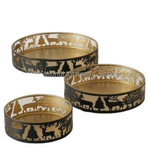 Juego de Bandejas Decorativas de Metal con Estampado Animal, Diseño Zen Asiático, Paquete de Varias Piezas, Función Táctil, para Sala de Estar - Product Image 3