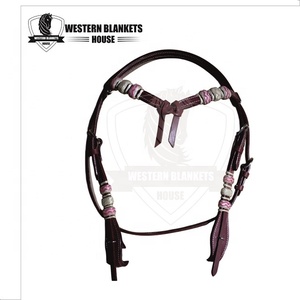 Western Blankets <b>House</b> Super Export Quality Comfortable Racing Horse Headstall Bridle Breast Collar Set Cow Leather for Horse - Product Image 4