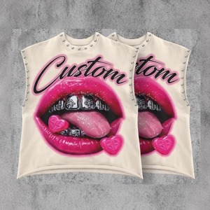 Débardeur personnalisé avec impression graphique et strass, 100% coton, grammage lourd, impression DTF, sans manches, unisexe, OEM ODM, vente en gros - Product Image 5