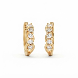 Pendientes de Aro Delicados con Diamantes Creados en Laboratorio, Certificados por IGI, Claridad VS1, Oro de 14K, para Bodas, Fiestas y Uso Diario, a la Moda - Product Image 5