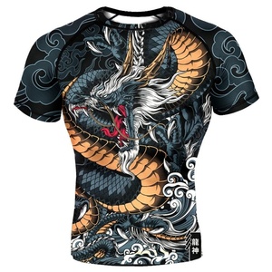 <b>Men's</b> Rashguard Shortsleeve Fully Printed BJJ Custom OEM Manufacturer Polyester Spandex 4-Way <b>Stretch</b> Premium Breathable - Product Image 6