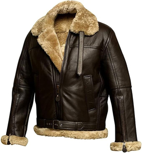 Chaqueta Bomber de Cuero Premium de Marca para Invierno, Transpirable, con Forro de Sherpa Cálido, Producción OEM Personalizada Lista para Enviar - Product Image 2