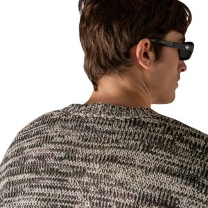 Pull en tricot à col rond pour homme, en fil mélangé, blanc kaki, manches longues, décontracté, hiver, tricot texturé doux - Product Image 5