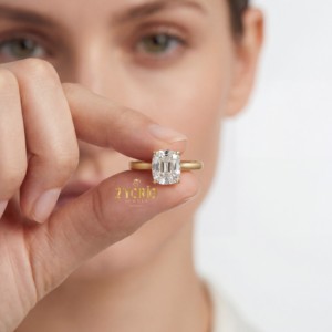 Anillo de Compromiso Solitario con Diamante Cultivado en Laboratorio, Corte Cojín, 1.00-2.00 CT, Claridad VS, Chapado en Oro de 14K/18K, Elegante Regalo de Joyería para Boda - Product Image 6