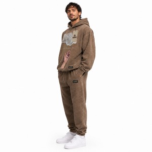 Men Acid Wash Hooded Tracksuit <b>Set</b> Soft Cotton Hoodie with <b>Matching</b> <b>Joggers</b> for Casual Fitness Travel and Weekend Wear - Product Image 3