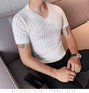 Nueva Camiseta Casual para Hombre con Cuello Redondo y Manga Regular, 100% Algodón Transpirable, Diseño Liso con Acabado Lavado y Patrón Sólido - Product Image 4