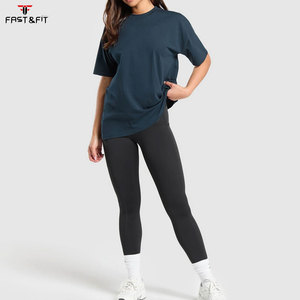 Camiseta de punto informal holgada de cuello redondo para mujer, 100% algodón, ecológica, de alta calidad, transpirable, teñida lisa, de manga larga - Product Image 5