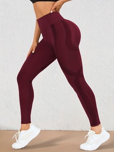 Leggings de compression taille haute pour femme, effet push-up, bordeaux, pour le sport, le yoga et la course à pied - Product Image 5
