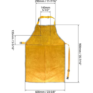 Yellow Split Leather Hi Visibility Plus Size Welding <b>Apron</b> Unisex Bib Style with Adjustable Neck Strap for Outdoor <b>Work</b> - Product Image 3