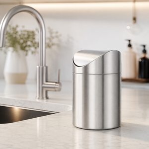 Mini Bote de Basura de Acero Inoxidable con Tapa Abatible, Cubo de Basura Moderno para Baño, Cocina o Mesa - Product Image 2