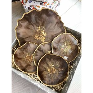 Oval and Round Resin Coasters for Stylish Bathroom Counters <b>Beverage</b> <b>Serving</b> <b>Sets</b> - Product Image 4