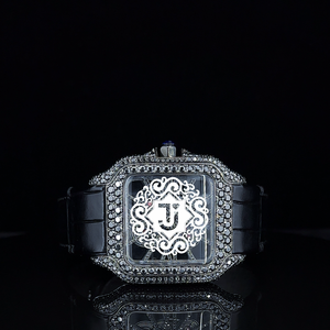 Montre de luxe de qualité supérieure, style hip-hop, blanche, sertie de moissanite, en acier inoxydable, mouvement mécanique, résistante à l'eau 3 ATM, pour un usage quotidien - Product Image 2