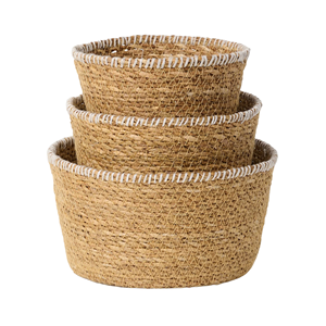 Eco-friendly Traditional Multifunction Seagrass Basket, Natural Round Seagrass Basket Handwoven Kitchen <b>Storage</b> From Vietnam - Product Image 1