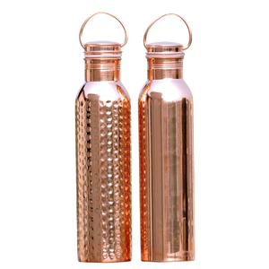 Bouteille d'eau 100% cuivre pur 1000ml, bienfaits ayurvédiques pour la santé, fabriquée à la main, finition martelée et simple, anti-fuite et écologique - Product Image 1