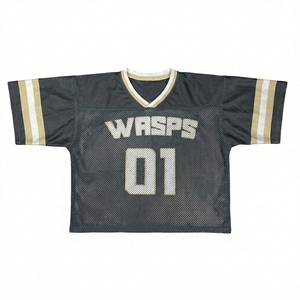 เสื้อฟุตบอลอเมริกัน Wasps คอวี ผ้าตาข่าย ระบายอากาศได้ดี แขนสั้น สำหรับผู้ชาย รุ่น 01 ลายพิมพ์ Tackle Twill - Product Image 5