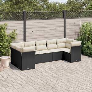 Conjunto de Sofás Modulares Grandes de Ratán PE Negro para Jardín, Elegante Colección de Muebles para Exteriores - Product Image 1