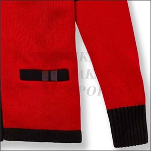 Cardigan en tricot polaire pour homme Tiki Taka Sports, col en V, laine/nylon, décoration en dentelle, motif patchwork, manches longues, bouton unique - Product Image 5