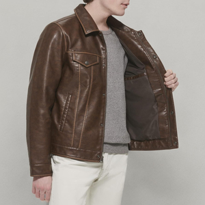 2026 Spring Men's Casual Leather <b>Jackets</b> Solid Stand Collar Zipper Motorcycles PU Outwear Male Autumn Fashion Moto <b>Biker</b> <b>Jacket</b> - Product Image 5
