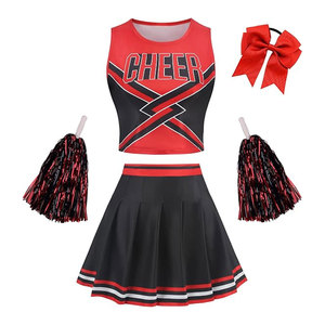 Tenue de pom-pom girl pour adolescentes et femmes, uniforme de cheerleading, costume d'Halloween, crop top pour adulte, tenue de cheerleading personnalisée, design élégant - Product Image 1