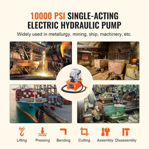 Pompa Idraulica Elettrica 750W 110V con Valvola Manuale a Singola Azione, Capacità 10000 PSI, 488 In3/8L, Pompa Idraulica ad Azionamento Elettrico - Product Image 6
