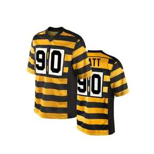 Camiseta de Fútbol Americano a Rayas Negras y Amarillas para Hombre, Cuello en V, Manga Corta, Malla Transpirable, Número Personalizado 90, Impresión Sublimada - Product Image 3