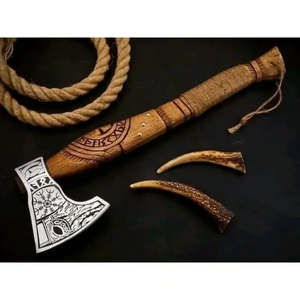 หัวเหล็กกล้าคาร์บอนสูงคุณภาพสูงพร้อมด้ามไม้กุหลาบและแผ่นหนังและปลอกจับ - Product Image 4