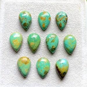 Turquesa Kingman Calibrada en Forma de Pera, Lote de 10 Piezas, Turquesa Kingman Natural con Reverso Plano para Joyería - Product Image 2