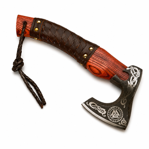 Hacha Tomahawk Hecha a Mano con Mango de Madera y Envoltura de Cuero, Hoja de Acero Forjado para Uso en Exteriores - Product Image 4