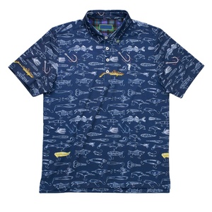 Chemise de golf décontractée d'été personnalisée en usine, imprimée, anti-plis, avec poches, en polyester et élasthanne, à manches courtes pour hommes, vente en gros - Product Image 1