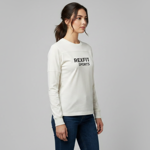 Camiseta de Manga Larga para Mujer, Color Sólido, Cuello Redondo, Algodón, Estilo Casual, Minimalista, para Uso Diario - Product Image 6