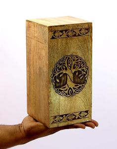Caja de Muerto en bois sculpté à la main, motif arbre, 25,5 cm x 12,5 cm x 12,5 cm, décoration artisanale pour la maison - Product Image 5