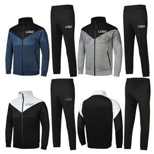 Drop shipping Mens Stripes Patchwork Zip up Sports Tracksuit Outfits 2 Piece <b>Jogger</b> Fitness Training Wear Set Sportswear - Product Image 4