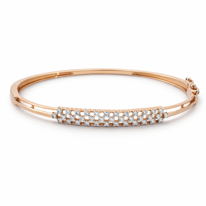 14ct Rose Gold Diamond Tennis <b>Bangle</b> <b>Bracelet</b> for Women Elegant Minimalist Design Fine Jewelry Wedding Party Gift High Polish Fi - Product Image 3