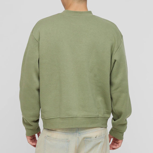 Sudadera de Cuello Redondo para Hombre, Color Verde Oliva, Manga Larga, Tejido de Punto, 100% Algodón, Invierno, 300g, Transpirable - Product Image 2
