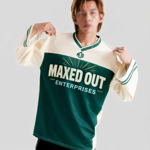 Maillot de football américain unisexe personnalisé à manches longues, color block, en mesh, streetwear, uniforme d'équipe, marque privée, fabricant OEM, USA - Product Image 3