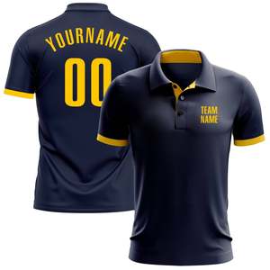 Polo personnalisé pour homme bleu marine à manches courtes, impression par transfert thermique, respirant, tricoté, design uni, nom de l'équipe, logo au dos - Product Image 4