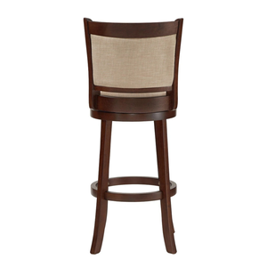 Taburete Giratorio de Madera de Teca con Asiento Tapizado en Lino, Silla Moderna de Altura Media para Barra, Mueble de Interior - Product Image 4