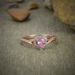 Pink Kunzite <b>925</b> Sterling <b>Silver</b> 14K Rose Gold Plated Heart Cut Art Deco <b>Ring</b> Handmade Pastel Gemstone Jewelry IGI Certified - Product Image 1