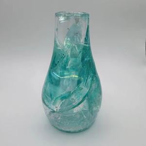 แจกันเรซิ่นแก้วน้ำทะเลทำมือ – ตกแต่งสไตล์ชายฝั่งลายแตกแบบทะเล - Product Image 1