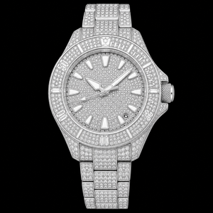 Reloj de Hombre en Tono Plateado con Incrustaciones de Piedras Brillantes, Esfera con Fecha, Reloj de Lujo para Fiestas - Product Image 3