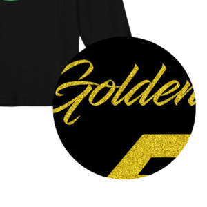 T-shirt à manches longues pour femme, noir et doré, en coton premium, avec motif graphique, décontracté, mode, pour tous les jours - Product Image 5