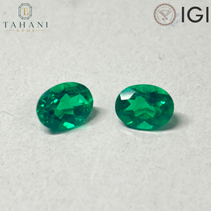 Lab Grown Oval Cut Green Colombian Emerald Gemstones for Jewelry Making IGI Certified Loose 5x7mm-8x10mm Color Play/<b>Fire</b> - Product Image 1