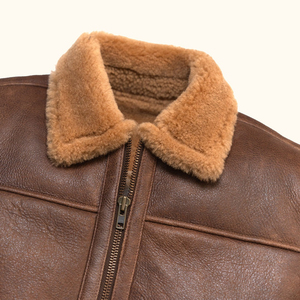 <b>Men's</b> Fashion Genuine Sheepskin Leather <b>Jacket</b> with Stand Collar and Front Logo <b>Fur</b> <b>Lined</b> Winter Gift - Product Image 5