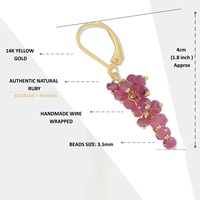 Boucles d'oreilles pendantes en perles de rubis, argent sterling 925 plaqué rhodium, chaîne de perles facettées, bijoux pour femmes, cadeau tendance