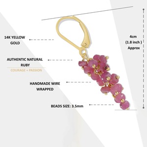 Boucles d'oreilles pendantes en perles de rubis, argent sterling 925 plaqué rhodium, chaîne de perles facettées, bijoux pour femmes, cadeau tendance - Product Image 3