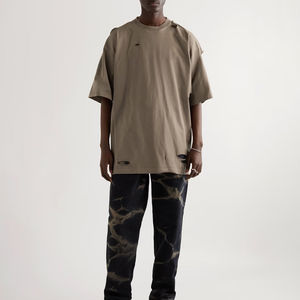 T-shirt Hip Hop vierge de haute qualité, coupe oversize, 100% coton, délavé à l'acide, personnalisable, style vintage pour homme - Product Image 6